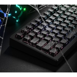 dagaladoo Black Spider Web Key caps Shine Through Keycap Set Side Printed Keyboard caps Cherry Profile Custom Key Board Key caps for 100% 75% 65% 60% TKL US Layout Mechanical Keyboard