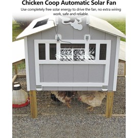 WININMETA Solar Powered Fan, 25W Solar Fan for Chicken Coop, Solar Exhaust Fan for Greenhouse, Shed, Pet Houses, Outside with Two 5In IP65 Waterproof Fans, 10Ft Cable, On/Off Switch, Intake or Exhaust