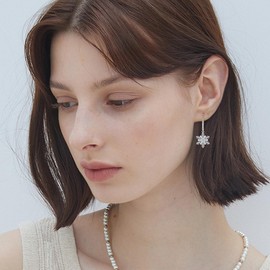 TIMFROZ Women Snowflake Earrings,925 Sterling Silver Dangle Drop Earrings with 5A Cubic Zirconia for Birthday Winter Jewelry Gifts (04-Snowflake White)