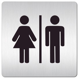 Türschilder24 XXL Door Sign (B) 125 x 125 mm Toilet 1.5 mm Aluminium Solid Material 100% Made in Germany (WC - Picto)