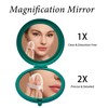 Compact Mirror for Purse, Metal Round Shell, Double-Sided 1X/2X Magnifying,