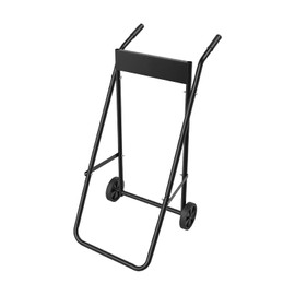 Boat Motor Stand Carrier, Foldable Outboard Motor Stand Dolly/Trailer for Motors up to 30HP & 88 lbs, Black Heavy Duty Steel Cart with Rubber Wheels for Easy Transport, Storage & Maintenance