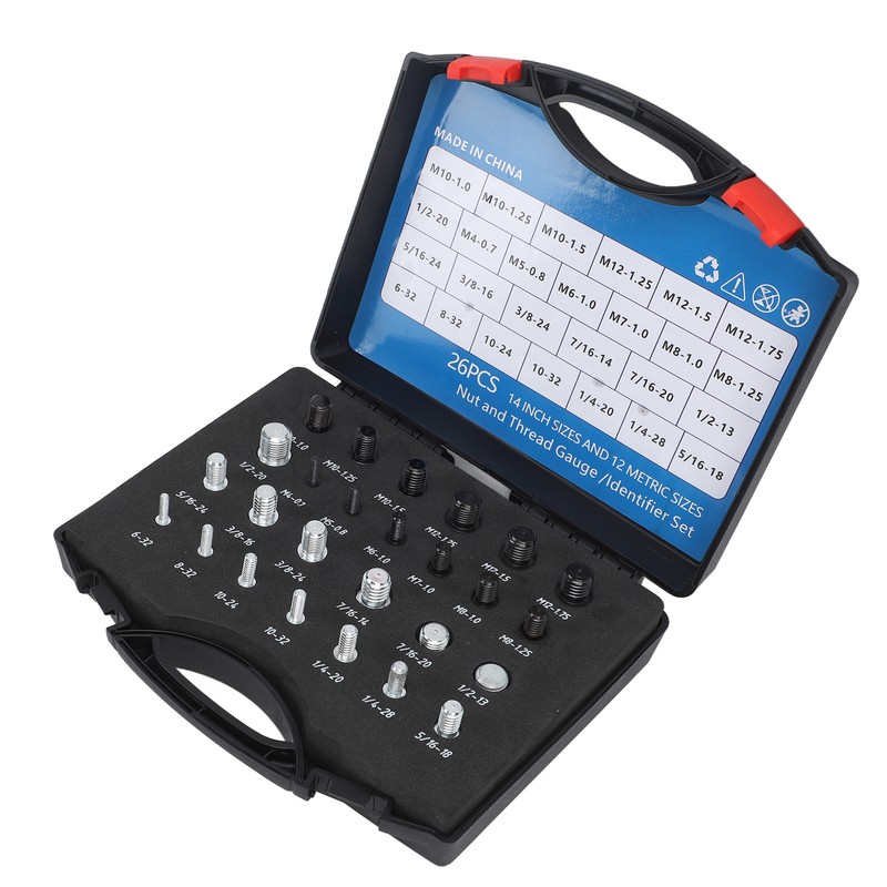 26 PCS Nut Bolt Thread Checker High Accuracy Carbon Steel