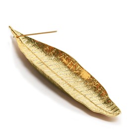 Incense Stick Holder, 20.8 cm Zinc Alloy Ash Catcher, Leaves Metal Incense Burner, For Incense Sticks, Apply to Home, Office, Yoga, Meditation (Gold)