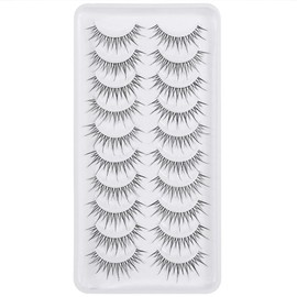 10 Pairs Whispy Lashes 3D Natural False Eyelashes Spiky Fairy Lashes with Clear Band Fake Mink Lashes (Y10)