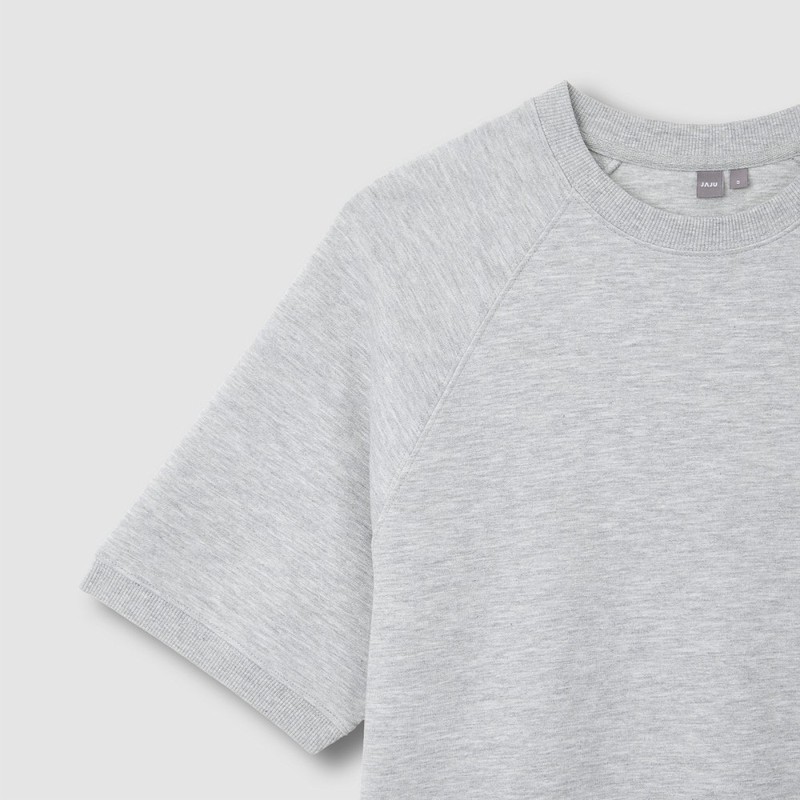 JAJU [JAJU/자주] Women's Sweat Short Sleeve Shirt_Melange Grey
