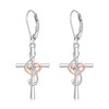 Music Note Earrings for Women Sterling Silver Music Cross Earrings
