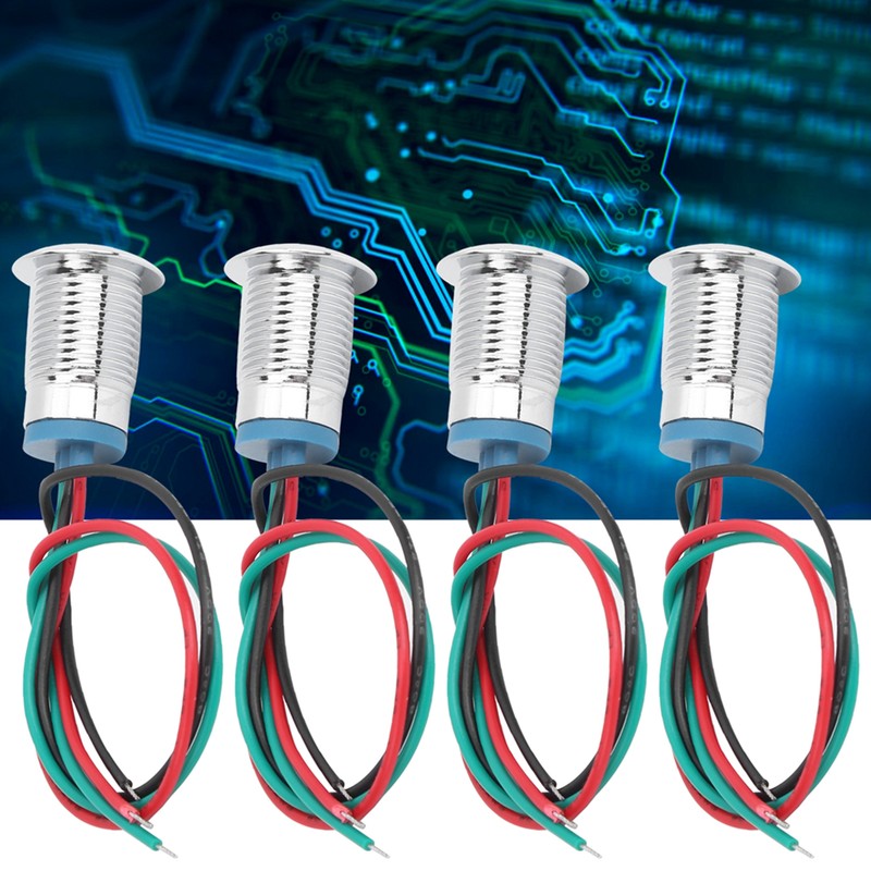 4 Sets PreWired Round LEDs Waterproof Metal 2Color Indicator Common