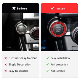 Auovo Engine Start Stop Button Outer Ring Compatible with Subaru BRZ 2022-2024 2025 for Toyota GR86 Accessories 2022-2025 Push Start Stop Button Cover (Engine Start Stop Outer Ring-1 Piece, Red)