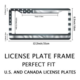Smooffly Black American Flag License Plate Frame, American Flag Car Tag Frame, United States Flag License Plate Frame 12.2 x 6.3 Inch