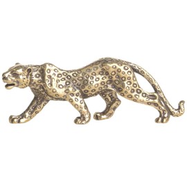 Veemoon Brass Leopard Ornament Metal Panther Statue Golden Animal Figure Mini Jungle Decoration for Office Tearoom Desktop Cupboard Decor