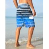 unitop Men's Beachwear Swim Trunks Quick Dry Striped Drawstring Blue-1