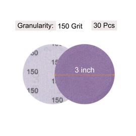 uxcell 30Pcs 3-Inch Purple Sanding Discs 150 Grits Hook and Loop Professional Aluminum Oxide Sand Paper Wet Dry Polish for Wood Metal Paint Finishing