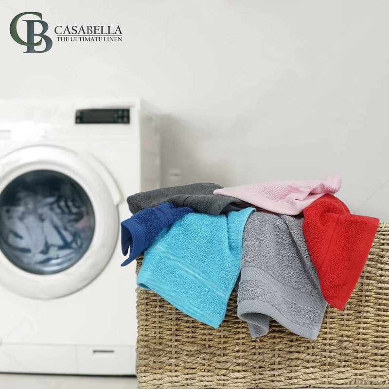 CASABELLA Premium Quality 12 R-Blue Face Towels (30x30CM) Highly Absorbent