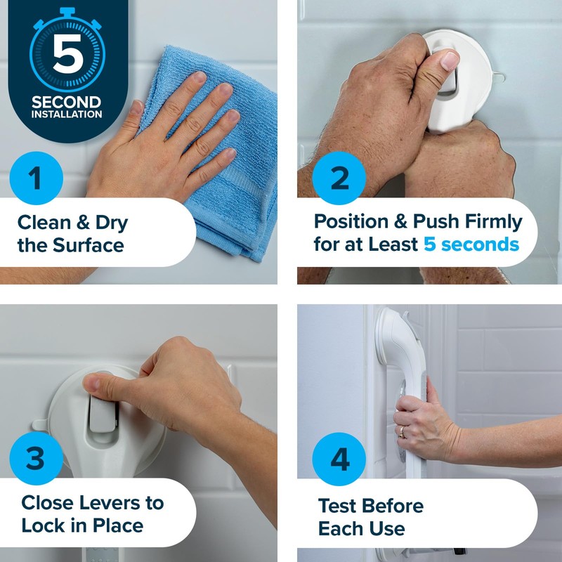 SlipX Solutions 17” Safe Grip Shower Grab Bar, Extra Long