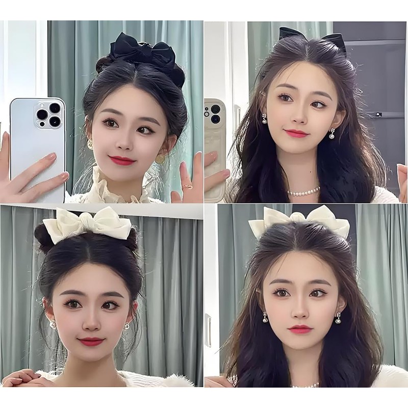 4 Pack Satin Bow Claw Clips for Women, Bow Nonslip