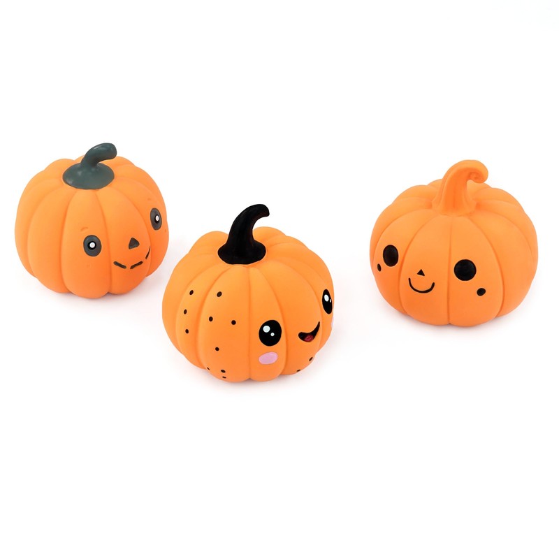 CHIWAVA 3PCS 2.4" Funny Pumpkin Latex Dog Toy Set Interactive