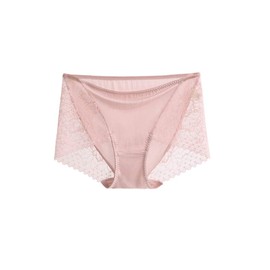 SilRiver Women's 100% Mulberry Silk Brief Panties,Lace Trim,Breathable Comfortable Hipster, Second Skin Underwear (Pink, X-Large)