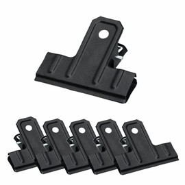 6 Pcs Black Large Bull Clips, Bull Hinge Clip Binder Clips File Money Clamps for Photos, Papers, Food Bags, Art & Crafts, Office, School and Kitchen (77 mm)
