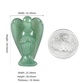 KYEYGWO Green Aventurine Carved Gemstone Angel Figures, Healing Crystal Guardian Angel Stone Talisman Pocket Angel Statues Peace Angel Sculpture Fengshui Ornament for Decoration, 3.8 cm