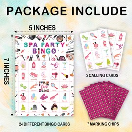 Spa Party Bingo Games For Adults, Beauty Sleepover Party Bingo Game Set, Slumber Game Bingo Cards, Spa Day Party Bingo Favors For Friend Besties, Pajama Makeup Party Activity Game Decor & Supplies -14