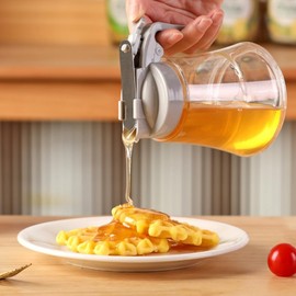 Komost Honey Dispenser No Drip - Easy Squeeze Syrup Dispenser Bottle for Efficient Serving, Ideal Honey Squeeze Jar for Kitchen & Coffee Bar, Mess-Free Solution