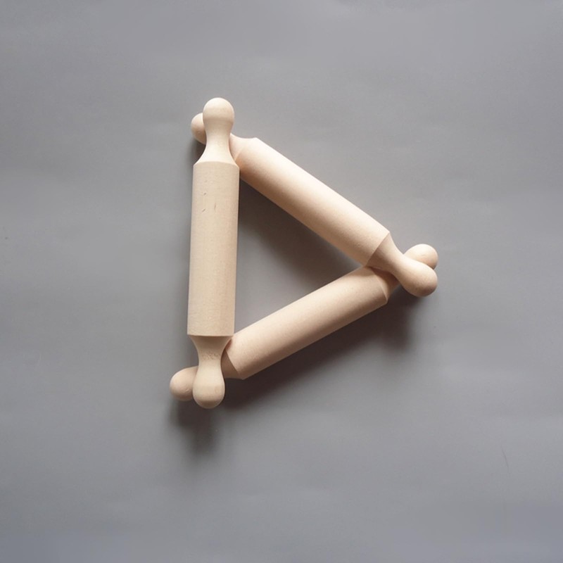 Vokowin 10 Pcs Wooden Mini Rolling Pin 5.6 Inch Kids