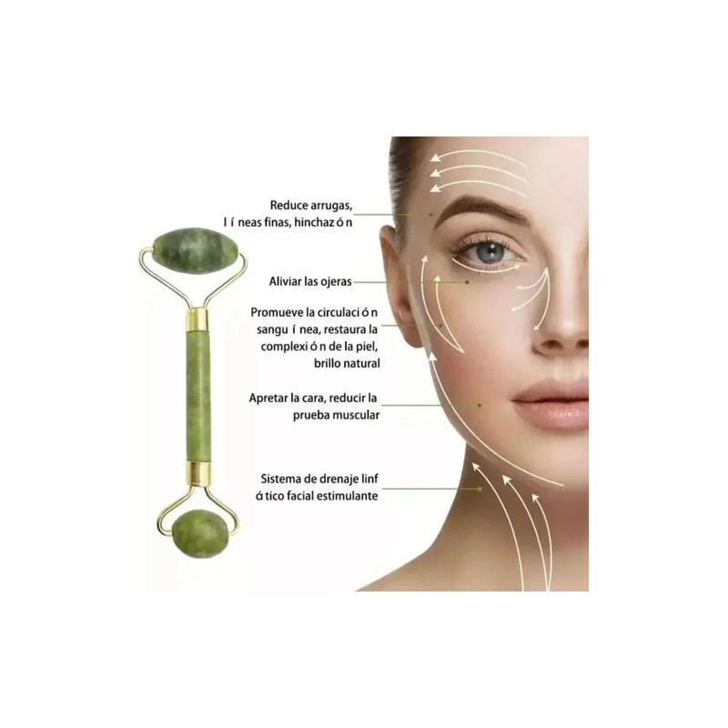 Rodillo De Jade Y Guasha Kit Masaje Facial Antiedad Tonifica