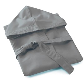 Bee Unisex Soft Microfiber Hooded Bathrobe with Pocket, gray