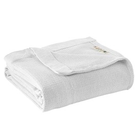 100% Organic Cotton Blanket - GOTS & Fairtrade Certified Organic Cotton Throw Blanket for Bed with Soft Warm & Breathable Single Knit Weave - Great as Bedspread or Coverlet (White, Twin)