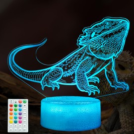 POSSHE Bearded Dragon Night Light, Bearded Dragon Gifts, 3D Illusion Night Light with 16 Colors Changing, Remote Control with Timer, Kids Room Decoration for Holiday Birthday Christmas
