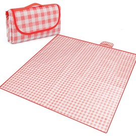WADY Picnic Blanket Waterproof Foldable in Large 80x60in and Extra Large 80x80in Cute Gingham Portable Compact Beach Blanket Oversized XL Outdoor Mat (Red, Extra Large)