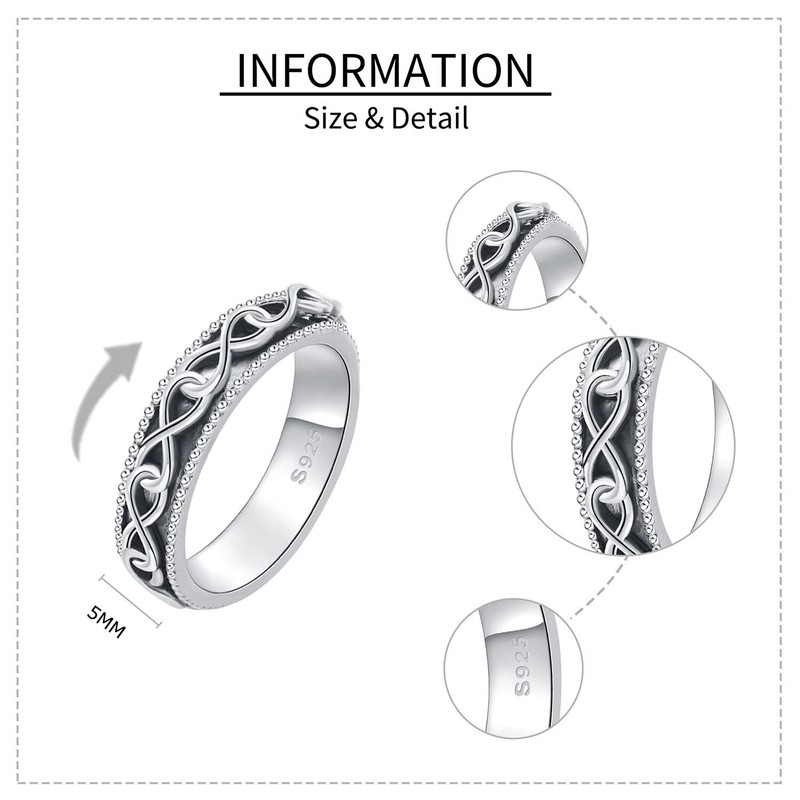 Fidget Ring Sterling Silver Infinity Spinner Ring Eternity Infinity Anxiety