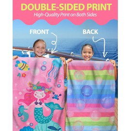 MintiMango Mermaid Kids Microfiber Beach Towels 60"x30" for Kids Girls - Thin, Lightweight, Sand Free, Quick Dry Beach Towels, Vacation, Camping, Swim, Pool Towel for Children (Mermaid)