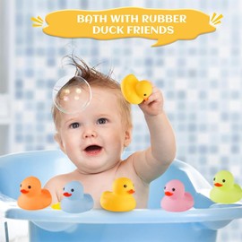 Bath Duck Toys 50 PCS Mini Rubber Ducks Squeak and Float Duckies Baby Shower Toy Party Decoration for Toddlers Boys Girls