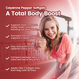 VivoNu Cayenne Pepper Softgels Supplement | Supports Leg Vein, Heart & Blood Vessel Health | With Vitamin E, D3+K2 & Extracts of Grape Seed, Hawthorn, Beetroot, and More | 240 Softgels