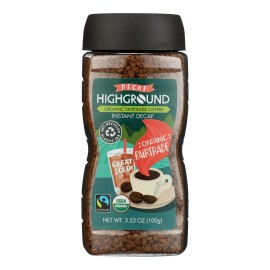 UD_Highground Decaf Instant Arabica Coffee 3.53 oz Case of 6 Bottles Neutral Taste with Cream Chocolate Flavors Bulk Powder Form