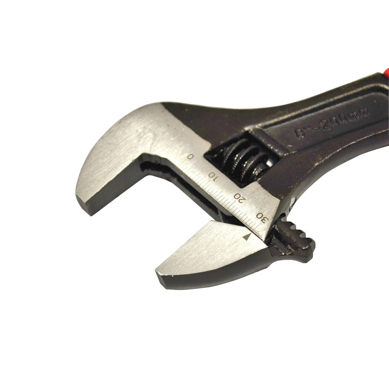 Hilka 8" (200mm) Soft Grip Wide Jaw (30mm) Adjustable Wrench