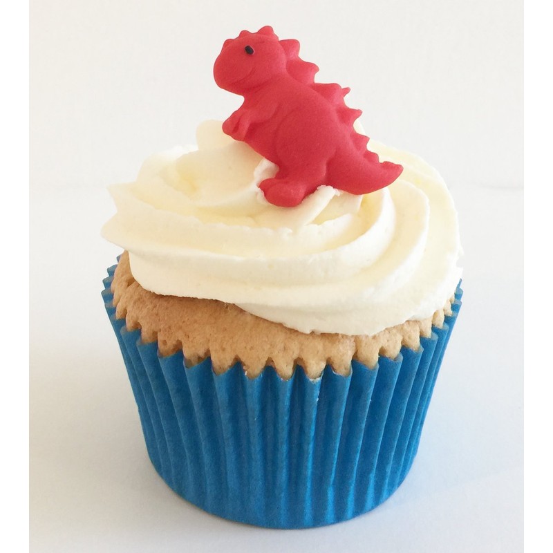 Holly Cupcakes 6 Mixed Colour Sugar Dinosaurs- edible & handmade