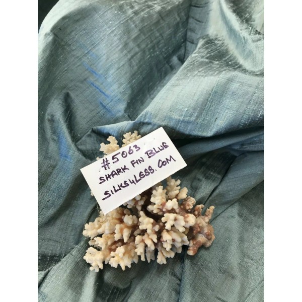 DESIGNER QUALITY IRIDESCENT SILK DUPIONI, HAND WOVEN - SHARK FIN