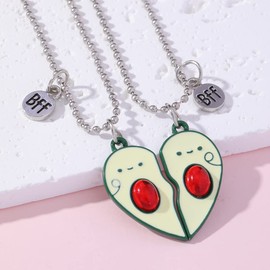BFF Best Friends Gifts Necklaces for Women Matching Avocado Friendship Necklace for 2 Half Heart Necklaces for Best Friend Christmas Gifts for Bestie Necklaces for 2 Girls