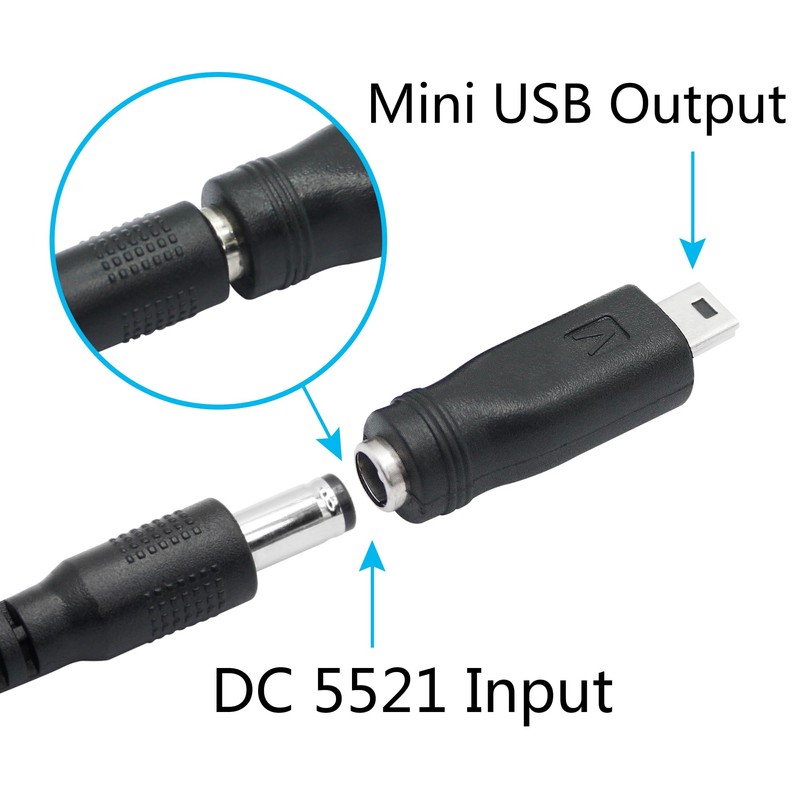 Maixbomr DC 5.5mm x 2.1mm to Mini USB Adapter, 5V