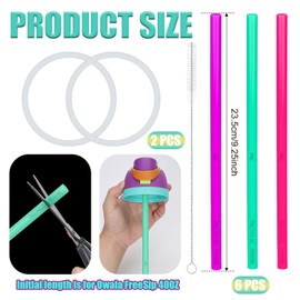 6pcs Straw Replacements for Owala FreeSip 24 oz 32 oz, Reusable Plastic Straws with 2 Seal Lid Gaskets and 1 Cleaning Brush for Owala 14/19/24/32/40oz Water Bottle Tumbler Cup Accessories Parts