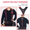 AISENIN Tool Belt Suspenders Construction Work Suspenders with Magnet Pocket,