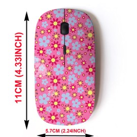 mouse inalámbrico de 2,4 G con bonito diseño de patrón para todos los portátiles y computadoras de computadora con nano receptor, rosa brillante azul hippie
