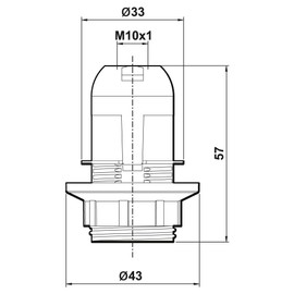 E14 lamp holder (PBT), threaded socket (short version) with mounting ring, white (RAL 9003)