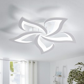 Goeco Flower Ceiling Light, Modern LED Ceiling Light Fixture, 6000K Cool White Light Acrylic Flush Mount Ceiling Light for Bedroom, Living Room, Dining Room, Kitchen (5-Head White)