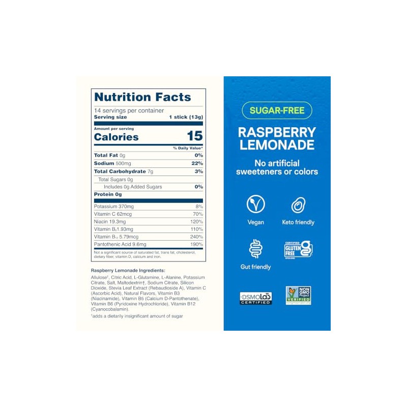 Liquid Multiplicador Hidratación Azúcar Limonada Frambuesa Mezcla Bebida Electrolitos Polvo