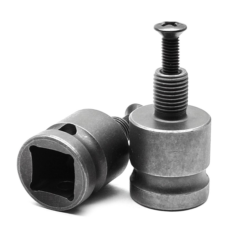 2Pcs Threaded Drill Chuck Square Female Adapter, 3/8" Square Female