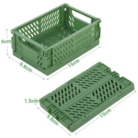 KITDAHOM Pack of 6 Mini Folding Boxes - Mini Folding Box Stable - 15 x 10 x 1.5-6 cm - Plastic - Stackable - Storage for Kitchen, Bathroom, Office, Bedroom (Green, Blue, Yellow, Pink, White)